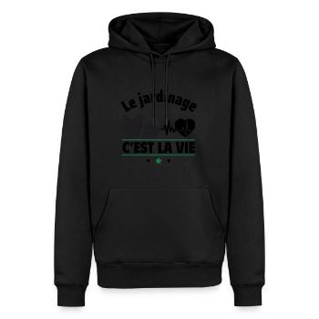 le jardinage c est la vie,jardinie,jardinière - Sweat à capuche Premium bio Homme - noir - Devant - Nico (187cm)