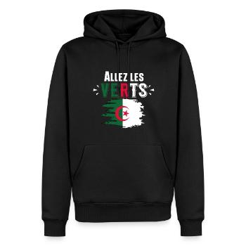 Verts Algérie Algérien Football Cadeau Humour - Sweat à capuche Premium bio Homme - noir - Devant - Nico (187cm)