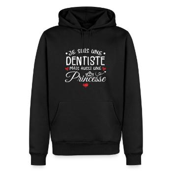 Je Suis Une Dentiste, Mais Aussi Une Princesse - Sweat à capuche Premium bio Homme - noir - Devant - Nico (187cm)