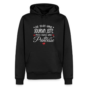 Je Suis Une Journaliste, Mais Aussi Une Princesse - Sweat à capuche Premium bio Homme - noir - Devant - Nico (187cm)