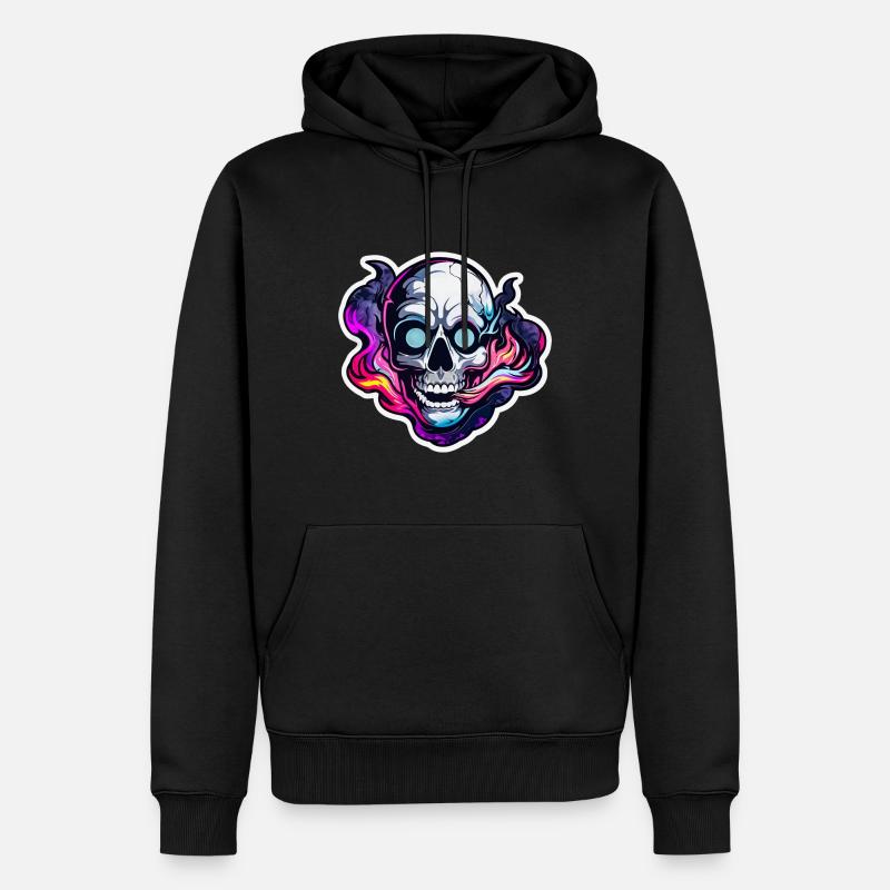 Totenkopf mit Rauch - Männer Premium Bio Hoodie - Schwarz