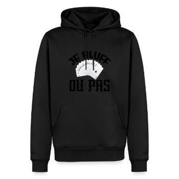 Je Bluff Ou Pas Poker Casino - Sweat à capuche Premium bio Homme - noir - Devant - Nico (187cm)
