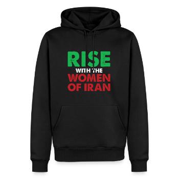 Femmes Vie Liberté Iran Droits des femmes - Sweat à capuche Premium bio Homme - noir - Devant - Nico (187cm)