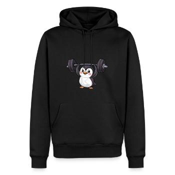 Pinguin Hantel Workout Stark - Männer Premium Bio Hoodie - Schwarz - Vorne - Nico (187cm)