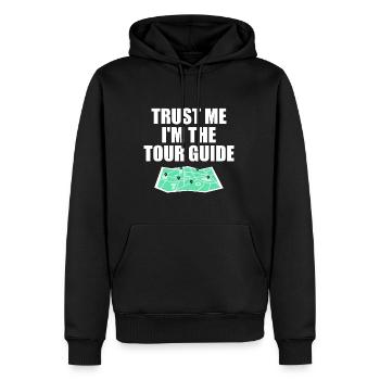 Glaub mir, ich bin der Reiseleiter - Männer Premium Bio Hoodie - Schwarz - Vorne - Nico (187cm)