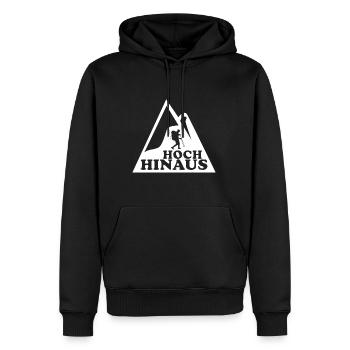 Hoch hinaus - Wander T-Shirt Geschenksidee - Männer Premium Bio Hoodie - Schwarz - Vorne - Nico (187cm)