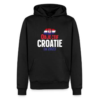 Croatie 2023 Croate Europe Cadeau Pays Humour - Sweat à capuche Premium bio Homme - noir - Devant - Nico (187cm)