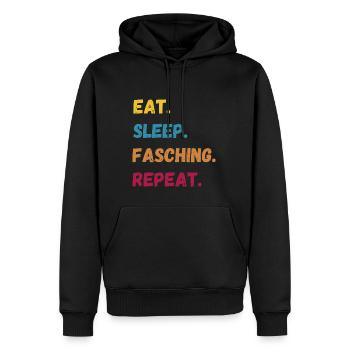 EAT SLEEP FASCHING REPEAT Karneval Kostüm Outfit - Männer Premium Bio Hoodie - Schwarz - Vorne - Nico (187cm)