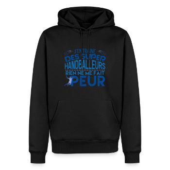 Handball coach Cadeau coach Handball - Sweat à capuche Premium bio Homme - noir - Devant - Nico (187cm)