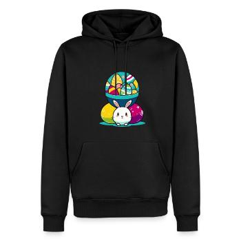 Osterhasen Ei mit Eierkorb - Männer Premium Bio Hoodie - Schwarz - Vorne - Nico (187cm)
