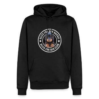 Dackel - Dachshund - Alles für den Dackel - Männer Premium Bio Hoodie - Schwarz - Vorne - Nico (187cm)