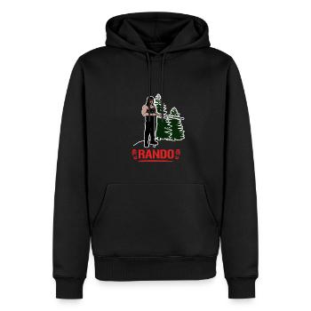 RANDO (marche) - Sweat à capuche Premium bio Homme - noir - Devant - Nico (187cm)