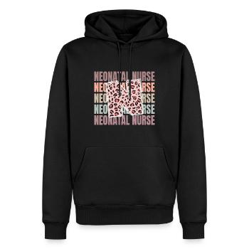 Vie d’infirmière néonatale léopard - Sweat à capuche Premium bio Homme - noir - Devant - Nico (187cm)