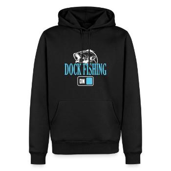 Mode de pêche à quai de pêcheur activé - Sweat à capuche Premium bio Homme - noir - Devant - Nico (187cm)