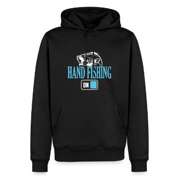 Mode de pêche à la main du pêcheur activé - Sweat à capuche Premium bio Homme - noir - Devant - Nico (187cm)