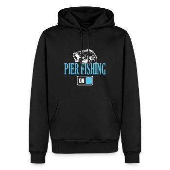 Mode de pêche Fisherman Pier activé - Sweat à capuche Premium bio Homme - noir - Devant - Nico (187cm)