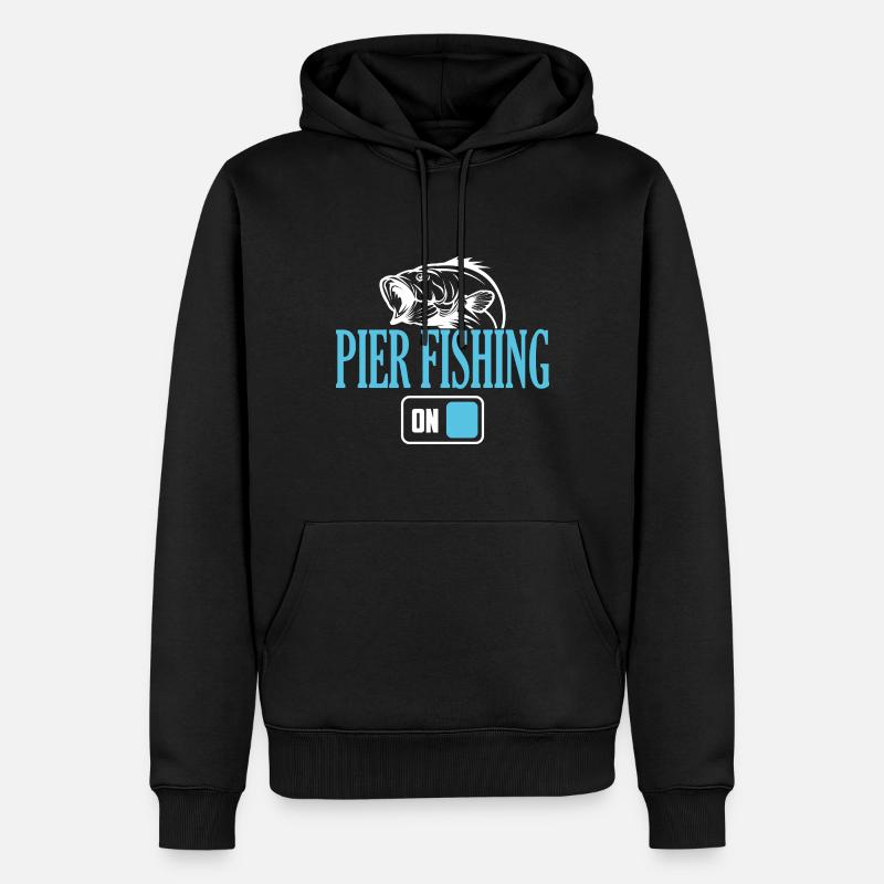 Fisherman Pier Angelmodus Ein - Männer Premium Bio Hoodie - Schwarz