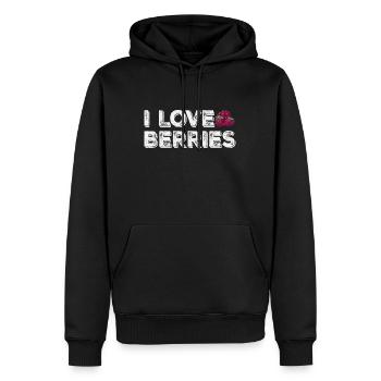 I love Berries - Vegane Ernährung Spruch - Männer Premium Bio Hoodie - Schwarz - Vorne - Nico (187cm)