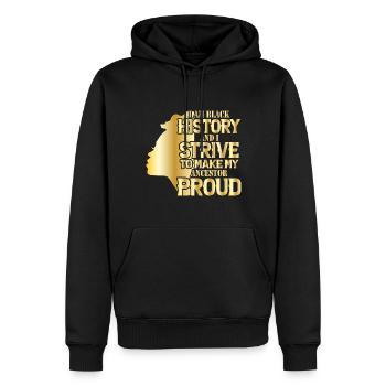 Mois de l’histoire des Noirs Histoire des Noirs - Sweat à capuche Premium bio Homme - noir - Devant - Nico (187cm)