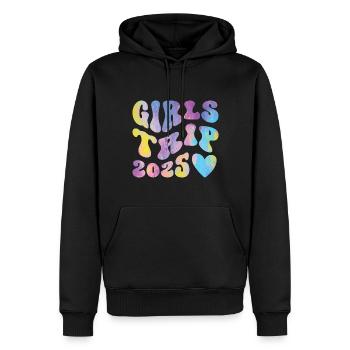 Week-end Filles Femmes Filles Voyage 2025 - Sweat à capuche Premium bio Homme - noir - Devant - Nico (187cm)