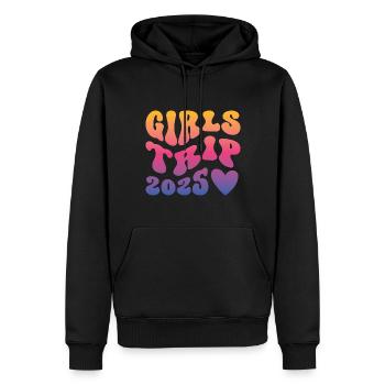 Week-end Filles Femmes Filles Voyage 2025 - Sweat à capuche Premium bio Homme - noir - Devant - Nico (187cm)