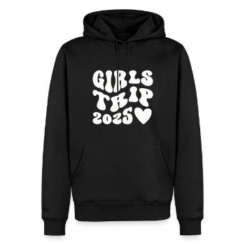 Week-end Filles Femmes Filles Voyage 2025 - Sweat à capuche Premium bio Homme - noir - Devant - Nico (187cm)