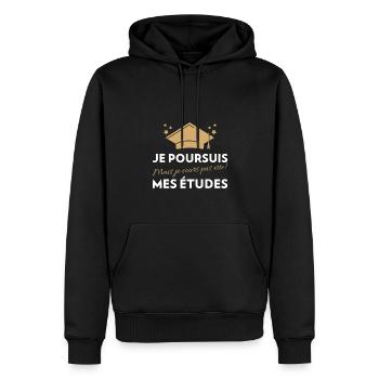 JE POURSUIS MES ÉTUDES (MAIS JE COURS PAS VITE) ! - Sweat à capuche Premium bio Homme - noir - Devant - Nico (187cm)