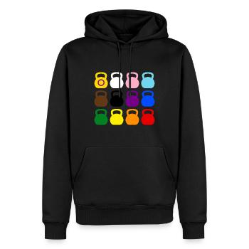 kettlebells - all inclusive - Männer Premium Bio Hoodie - Schwarz - Vorne - Nico (187cm)