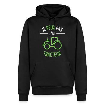 JE PEUX PAS J AI TRACTEUR - Sweat à capuche Premium bio Homme - noir - Devant - Nico (187cm)