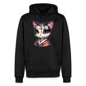 Mignons Samurai Cats Lady Anime Manga - Sweat à capuche Premium bio Homme - noir - Devant - Nico (187cm)