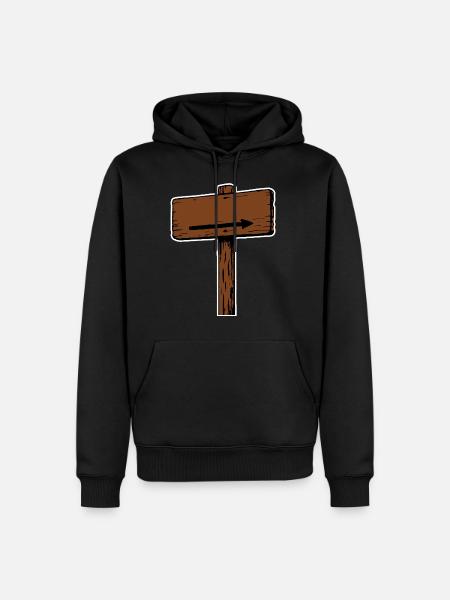 Holzschild Wegweiser Richtungspfeil - Männer Premium Bio Hoodie - Schwarz