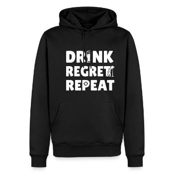 Drink Regret Repeat - Sweat à capuche Premium bio Homme - noir - Devant - Nico (187cm)