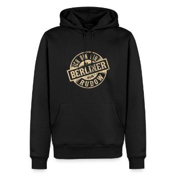 Ich bin ein Berliner aus Berlin Rudow - Männer Premium Bio Hoodie - Schwarz - Vorne - Nico (187cm)