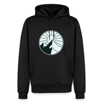 Berge im Sonnenuntergang - Männer Premium Bio Hoodie - Schwarz - Vorne - Nico (187cm)