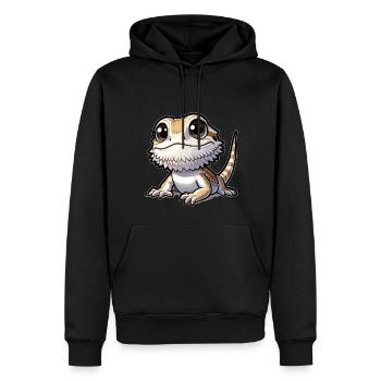 Mignon Barbu Dragon Dessin Gecko Lézard - Sweat à capuche Premium bio Homme - noir - Devant - Nico (187cm)