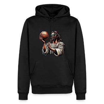 Drôle Jésus Christian Basketball cadeau - Sweat à capuche Premium bio Homme - noir - Devant - Nico (187cm)