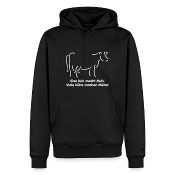 Eine Kuh mach Muh viele Kühe machen Mühe - Männer Premium Bio Hoodie - Schwarz - Vorne - Nico (187cm)