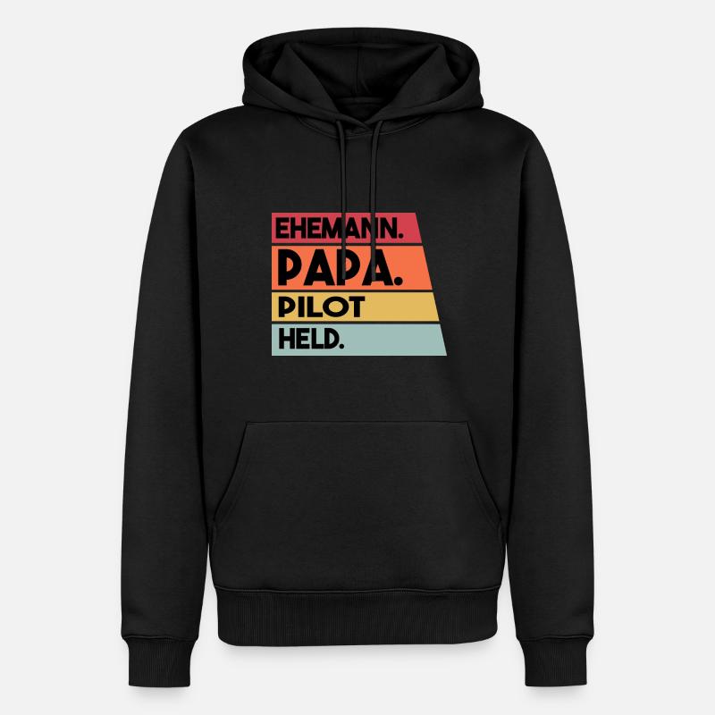 Ehemann Papa Pilot Held - Männer Premium Bio Hoodie - Schwarz