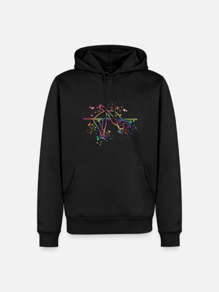 Hochspringer Wasserfarben Hochsprung - Männer Premium Bio Hoodie - Schwarz