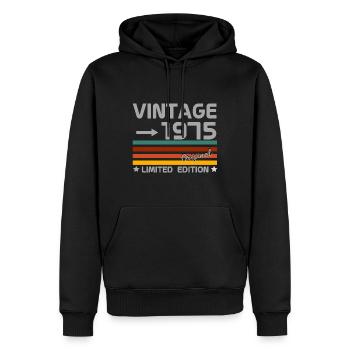 vintage 1975 limited edition - Sweat à capuche Premium bio Homme - noir - Devant - Nico (187cm)