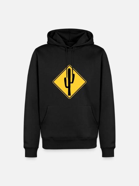 Cactus traffic sign stop - Men’s Premium Organic Hoodie - black