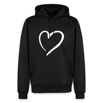 Herz weis Pinselstrich - Männer Premium Bio Hoodie - Schwarz - Vorne - Nico (187cm)