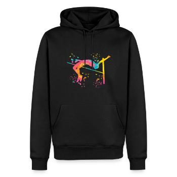 Saut en hauteur Aquarelle Saut en hauteur - Sweat à capuche Premium bio Homme - noir - Devant - Nico (187cm)