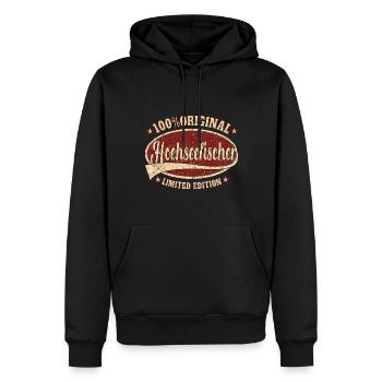 Hochseefischer 100% Original - Männer Premium Bio Hoodie - Schwarz - Vorne - Nico (187cm)