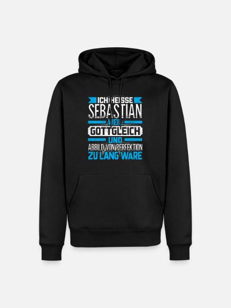 SEBASTIAN - Gottgleich - Männer Premium Bio Hoodie - Schwarz