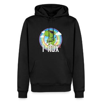 T-Rox Dino - Rock Musik - Männer Premium Bio Hoodie - Schwarz - Vorne - Nico (187cm)