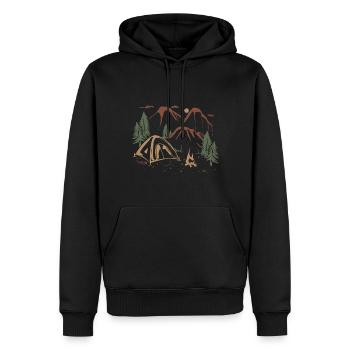 Campeur - Sweat à capuche Premium bio Homme - noir - Devant - Nico (187cm)
