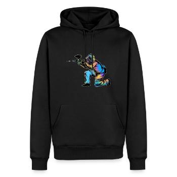 Paintball - Männer Premium Bio Hoodie - Schwarz - Vorne - Nico (187cm)