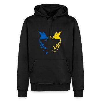 Ukraine Peace Friedenstaube - Männer Premium Bio Hoodie - Schwarz - Vorne - Nico (187cm)
