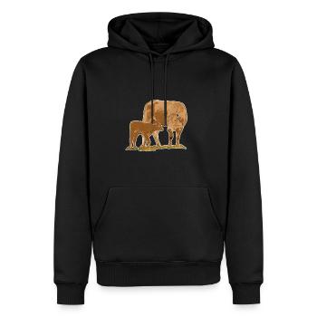 Kuh mit Kalb - Männer Premium Bio Hoodie - Schwarz - Vorne - Nico (187cm)